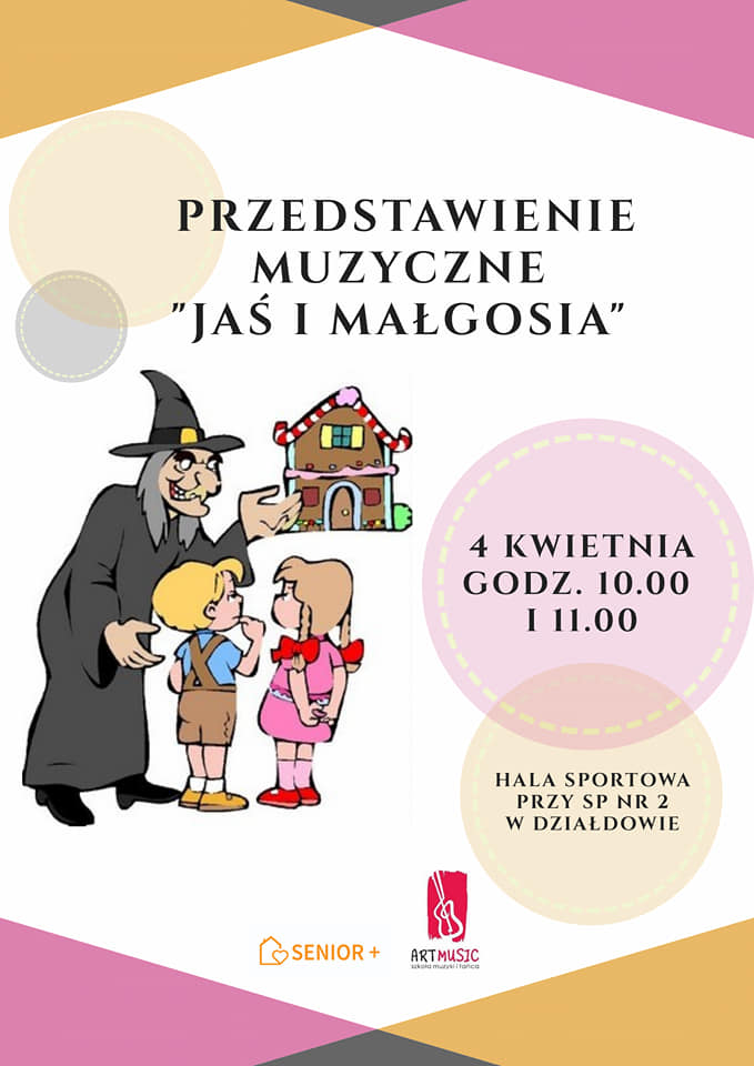 Muzyczno-aktorskie przedstawienie „Jaś i Małgosia” w wykonaniu Seniorów z Dziennego Domu „Senior-Wigor” oraz uczniów Szkoły Muzyki i Tańca „Art Music” w Działdowie