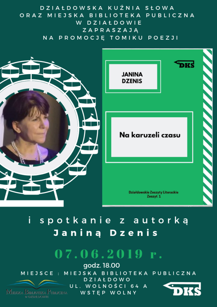 Zapraszamy na promocję tomiku poezji Janiny Dzenis