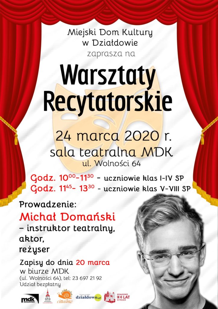 Weź udział w warsztatach recytatorskich organizowanych przez Miejski Dm Kultury