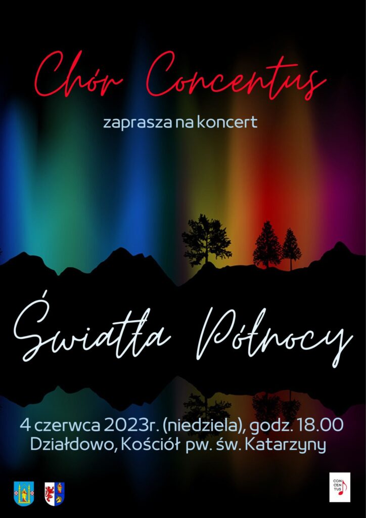 plakat promujący wydarzenie - "Światła Północy" - koncert muzyki skandynawskiej