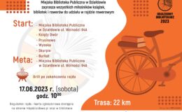 plakat informujący o rajdzie rowerowym „Odjazdowy Bibliotekarz”