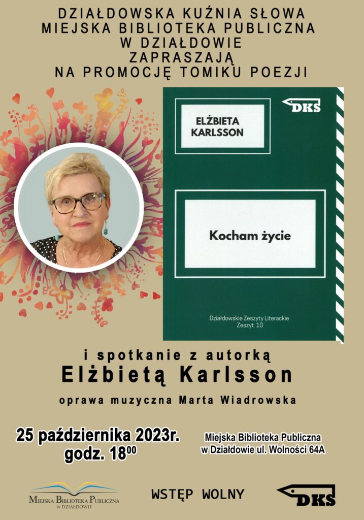 plakat informujący o wieczorku poetyckim Elżbiety Karlsson