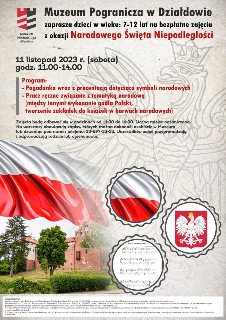 plakat informujący o zajęciach w Muzeum Pogranicza w Działdowie