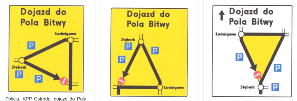 grafika przedstawia dojazd do Pola Bitwy pod Grunwaldem