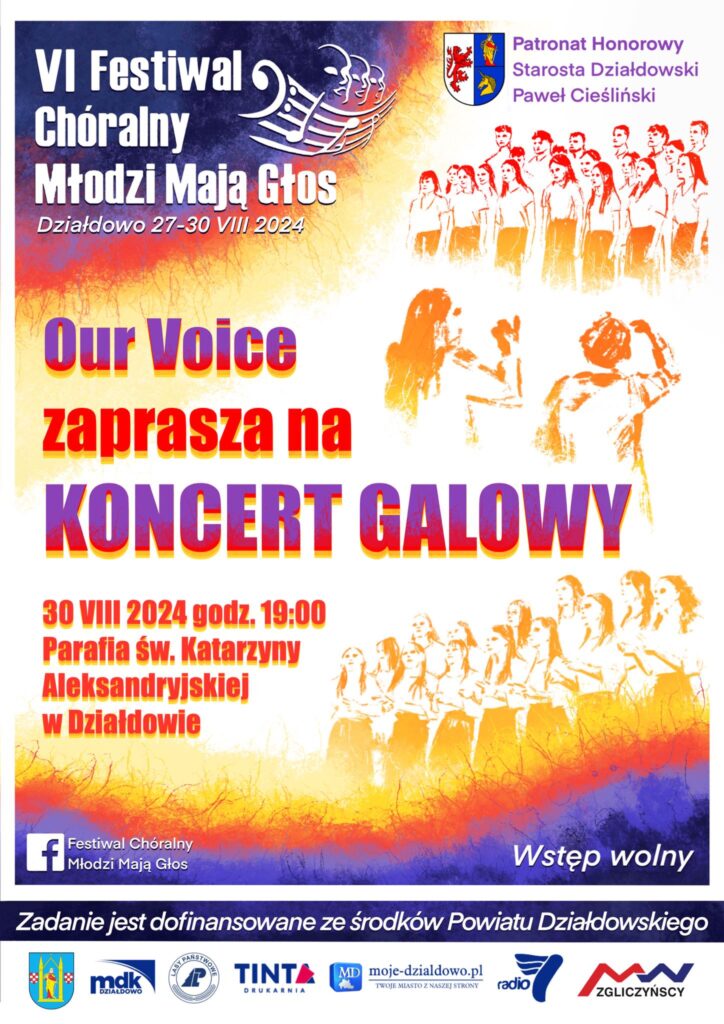 plakat informujący o koncercie galowym Festiwalu Chóralnego Młodzi Mają Głos