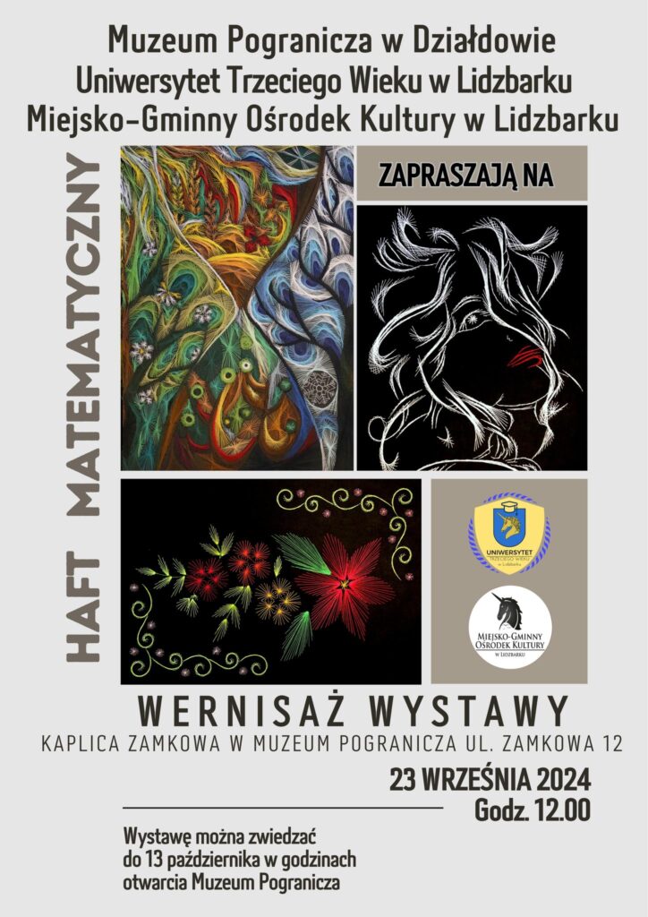 plakat informujący o wystawie "Haft matematyczny"