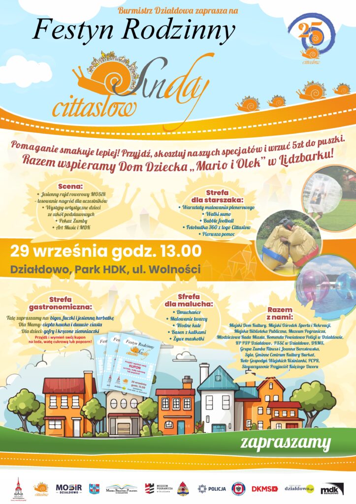 plakat informujący o Festynie Rodzinny "Cittaslow Sunday"