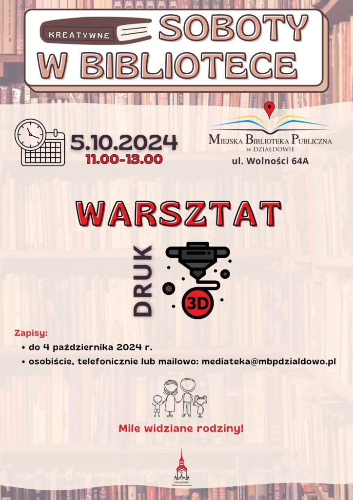 plakat informujący o wydarzeniu - Kreatywne Soboty w Bibliotece