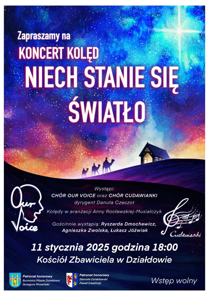 plakat informujący o koncercie kolęd „Niech się stanie światło”