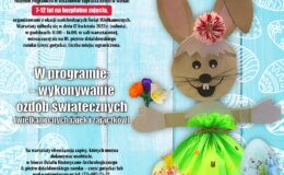 plakat informujący o wielkanocnych warsztatach w Muzeum Pogranicza w Działdowie